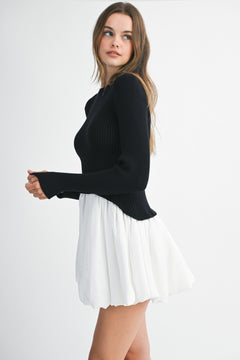 Lunch Date Dress | Black/Ivory