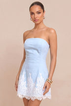 Nantucket Lace Dress | Denim/White