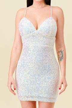 Razzle Dazzle Dress | White/Iridescent