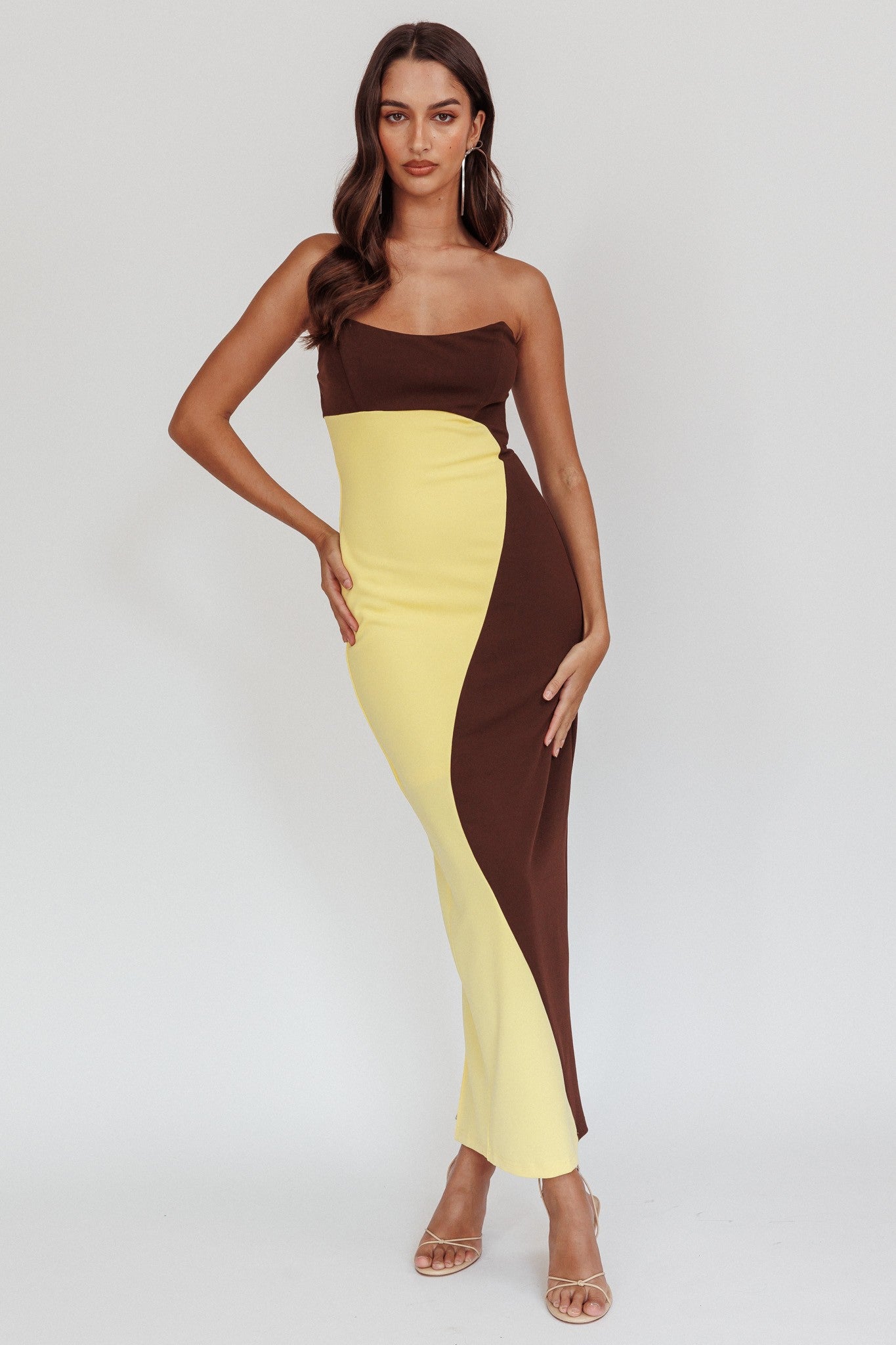 yellow brown dress Tilly Tiered Maxi Dress in Butter Yellow