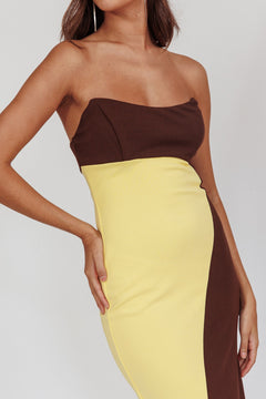 State of Mind Dress | Yellow / Brown (Final Sale)
