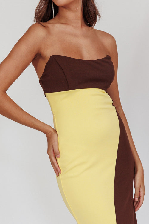 State of Mind Dress | Yellow / Brown