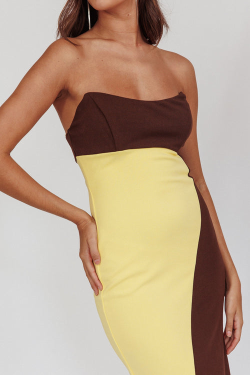 State of Mind Dress | Yellow / Brown (Final Sale)
