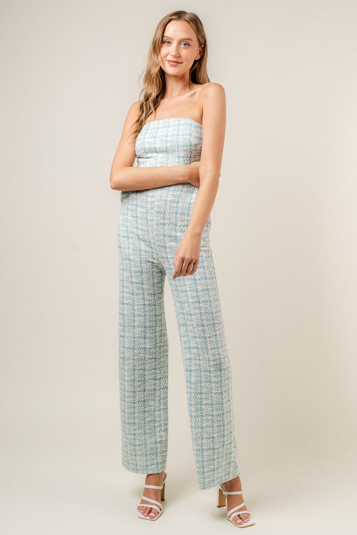 Main Street Jumpsuit | Teal/White