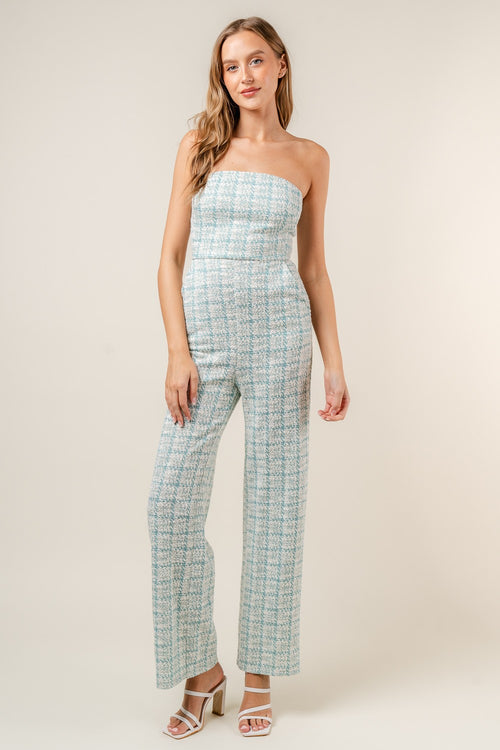 Main Street Jumpsuit | Teal/White