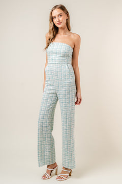 Main Street Jumpsuit | Teal/White