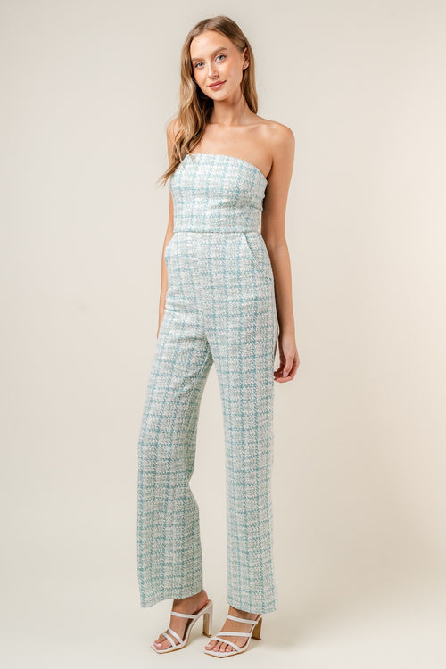 Main Street Jumpsuit | Teal/White
