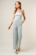Main Street Jumpsuit | Teal/White