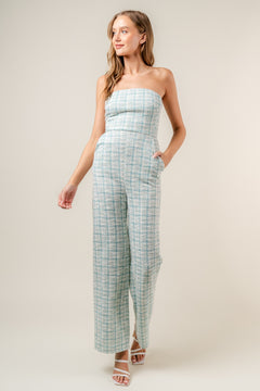 Main Street Jumpsuit | Teal/White