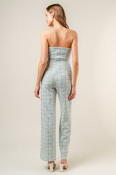 Main Street Jumpsuit | Teal/White