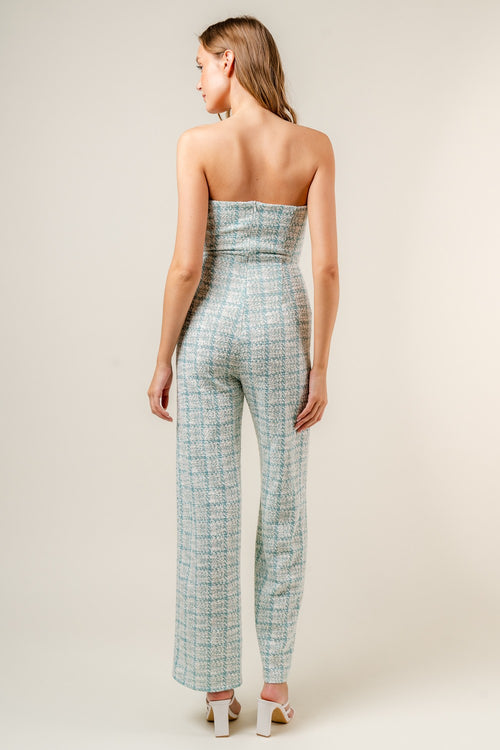 Main Street Jumpsuit | Teal/White