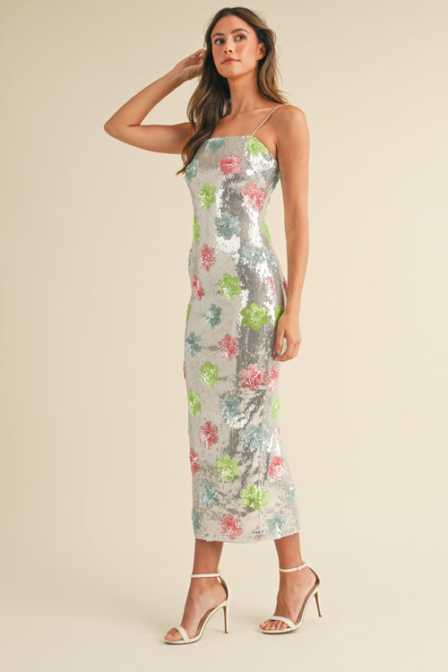Dazzling Delight Dress | Silver/Multi