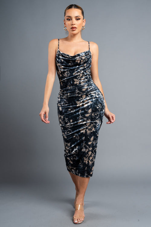 Velvet Desire Dress | Midnight/Taupe