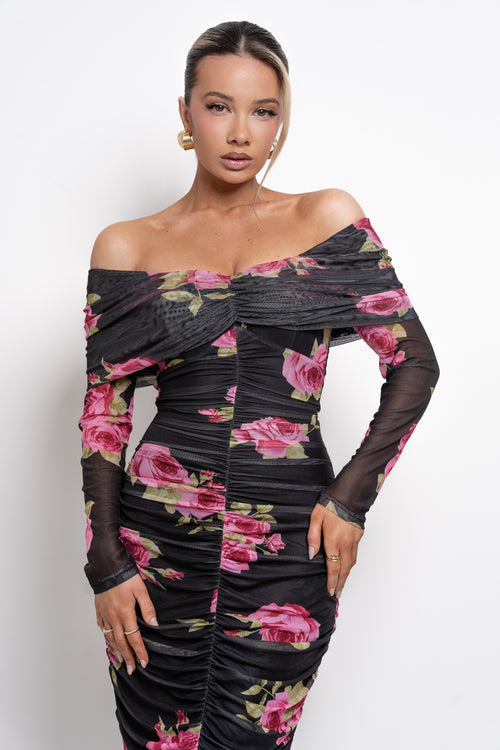 The Nedissa Dress | Black/Floral