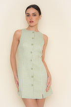 Gingham Effect Dress | Green/White