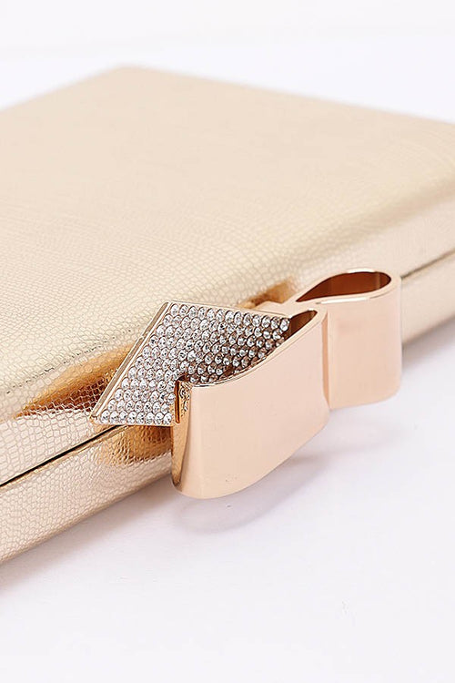 Metal Ribbon Clutch | Gold