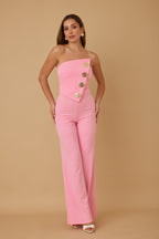Ready To Mingle Jumpsuit | Pink