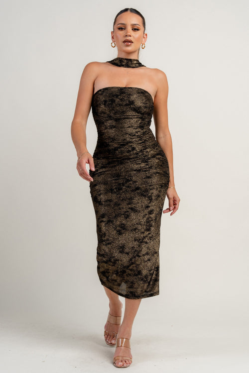 Midtown Night Dress | Black/Gold
