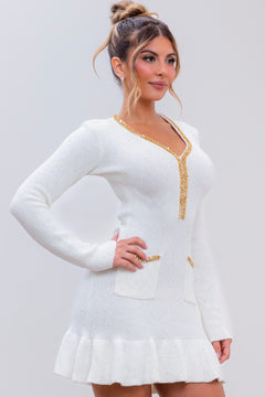Holiday Fever Dress | White/Gold
