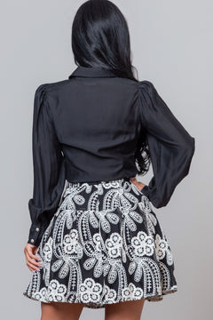 Vintage Chic Two-Piece Set | Black/Cream