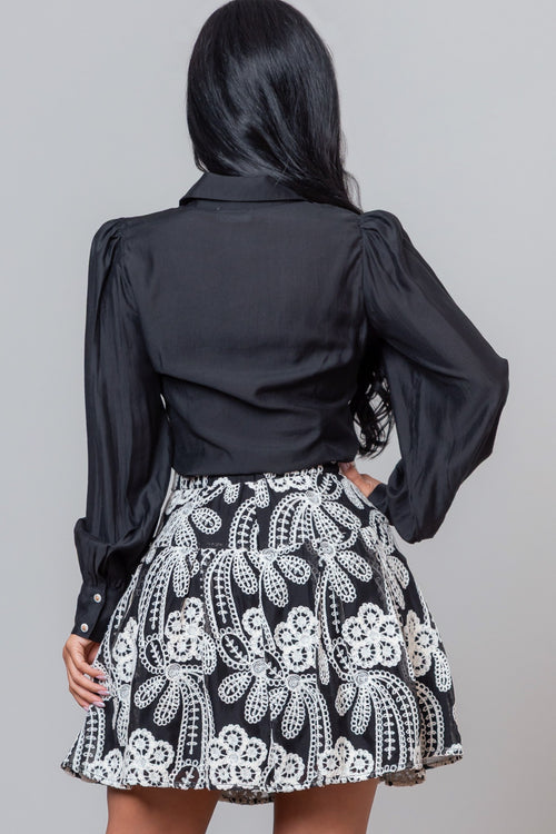 Vintage Chic Two-Piece Set | Black/Cream