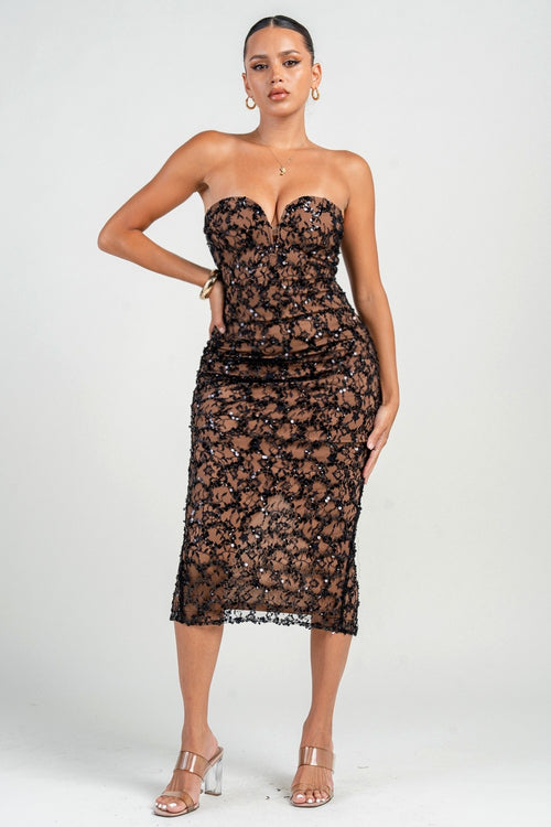 Romantic Night Dress | Black/Nude