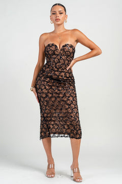 Romantic Night Dress | Black/Nude