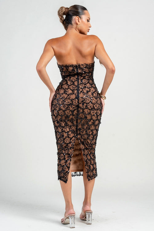 Romantic Night Dress | Black/Nude