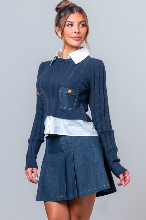 Casually Cute Two-Piece Set | Denim Blue