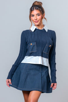 Casually Cute Two-Piece Set | Denim Blue