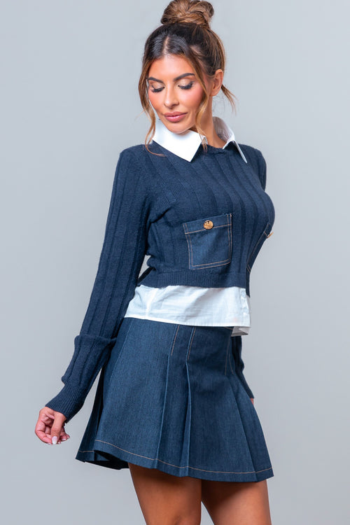 Casually Cute Two-Piece Set | Denim Blue