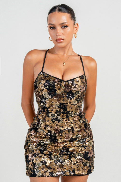 Let's Go Party Dress | Black/Gold