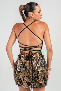 Let's Go Party Dress | Black/Gold