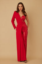 It's Showtime Jumpsuit | Red