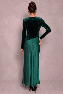 Satin Meets Velvet Dress | Hunter Green (FINAL SALE)