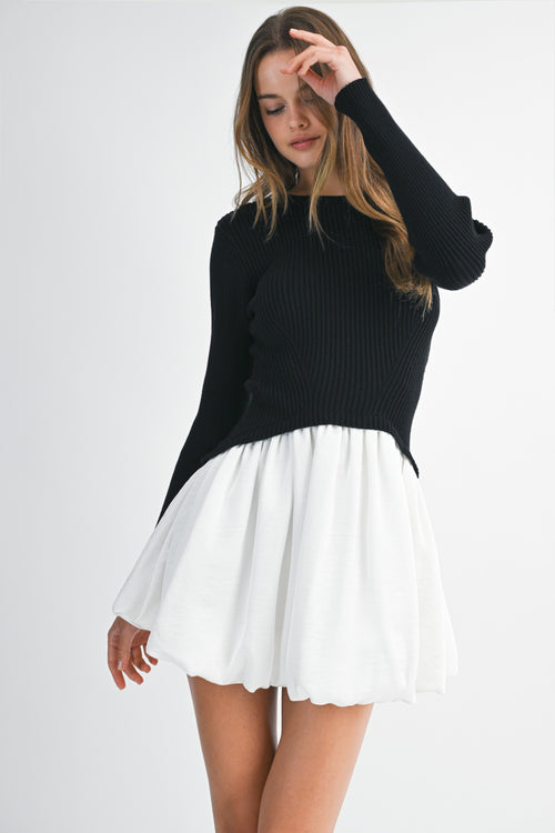 Lunch Date Dress | Black/Ivory