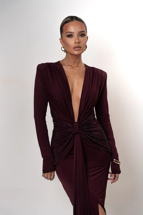 The Orelina Dress | Wine (FINAL SALE)