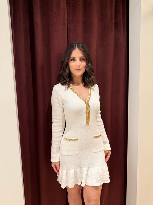 Holiday Fever Dress | White/Gold