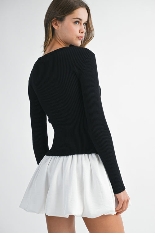 Lunch Date Dress | Black/Ivory