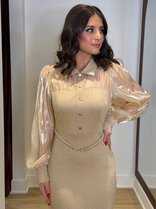 Boardroom To Ballroom Dress | Gold