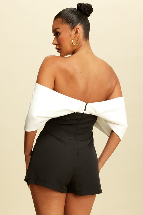 Boulevard Stroll Romper | Ivory/Black