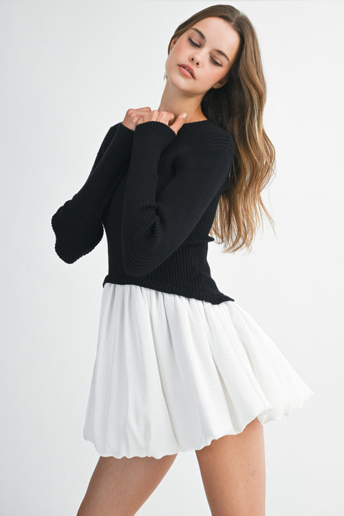 Lunch Date Dress | Black/Ivory