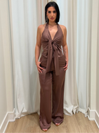 Manhattan Vibes Jumpsuit | Brown