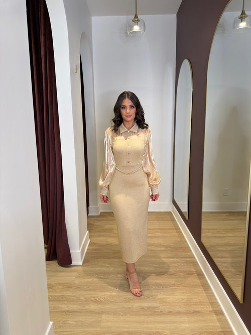 Boardroom To Ballroom Dress | Gold