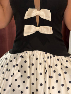 Polka Dot Princess Dress | Black/Cream