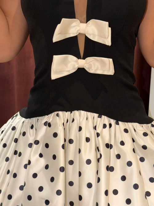 Polka Dot Princess Dress | Black/Cream