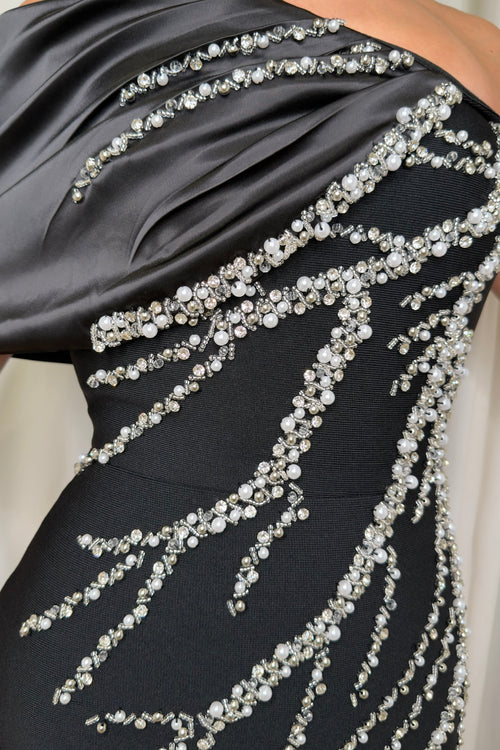 Crystal Cascade Dress | Black (FINAL SALE)