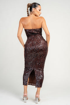 Sequin Storm Dress | Brown