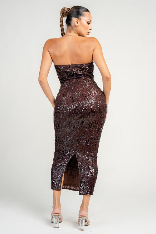 Sequin Storm Dress | Brown