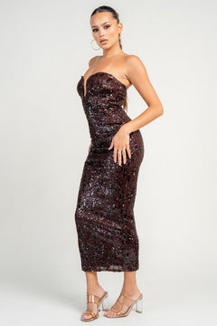 Sequin Storm Dress | Brown